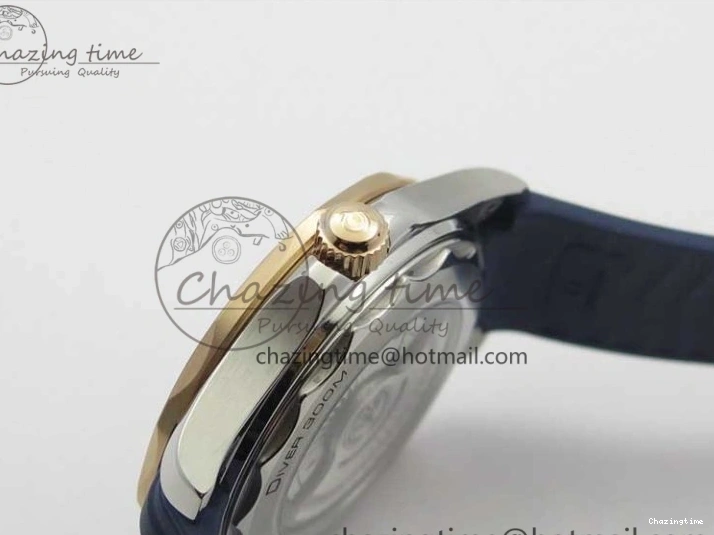 0427 2018 Seamaster Diver 300M SS RG VSF 1:1 Best Edition RG Bezel Blue Dial on Blue Rubber Strap A Contemporary 7927